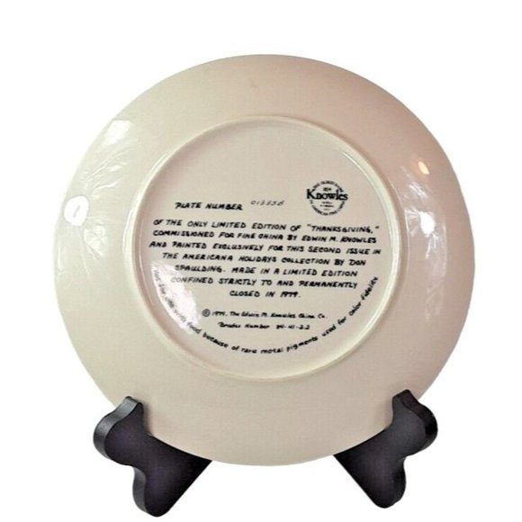 Vintage 1979 Knowles China Plate by Don Spaulding "Thanksgiving" Plate #01335B - Picture 2 of 3